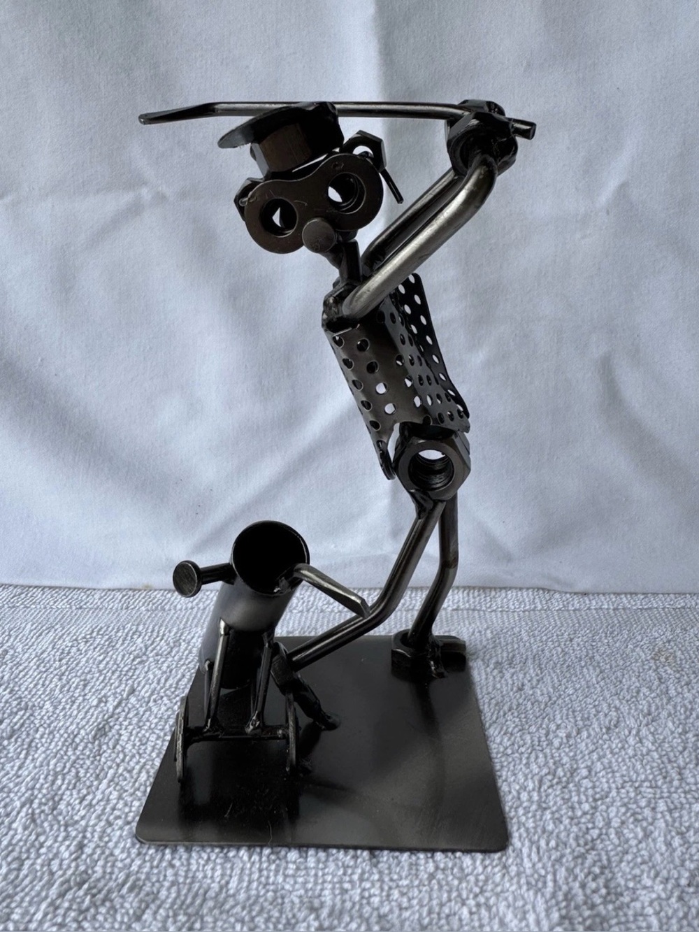 Metal Golfer Sculpture in Black by